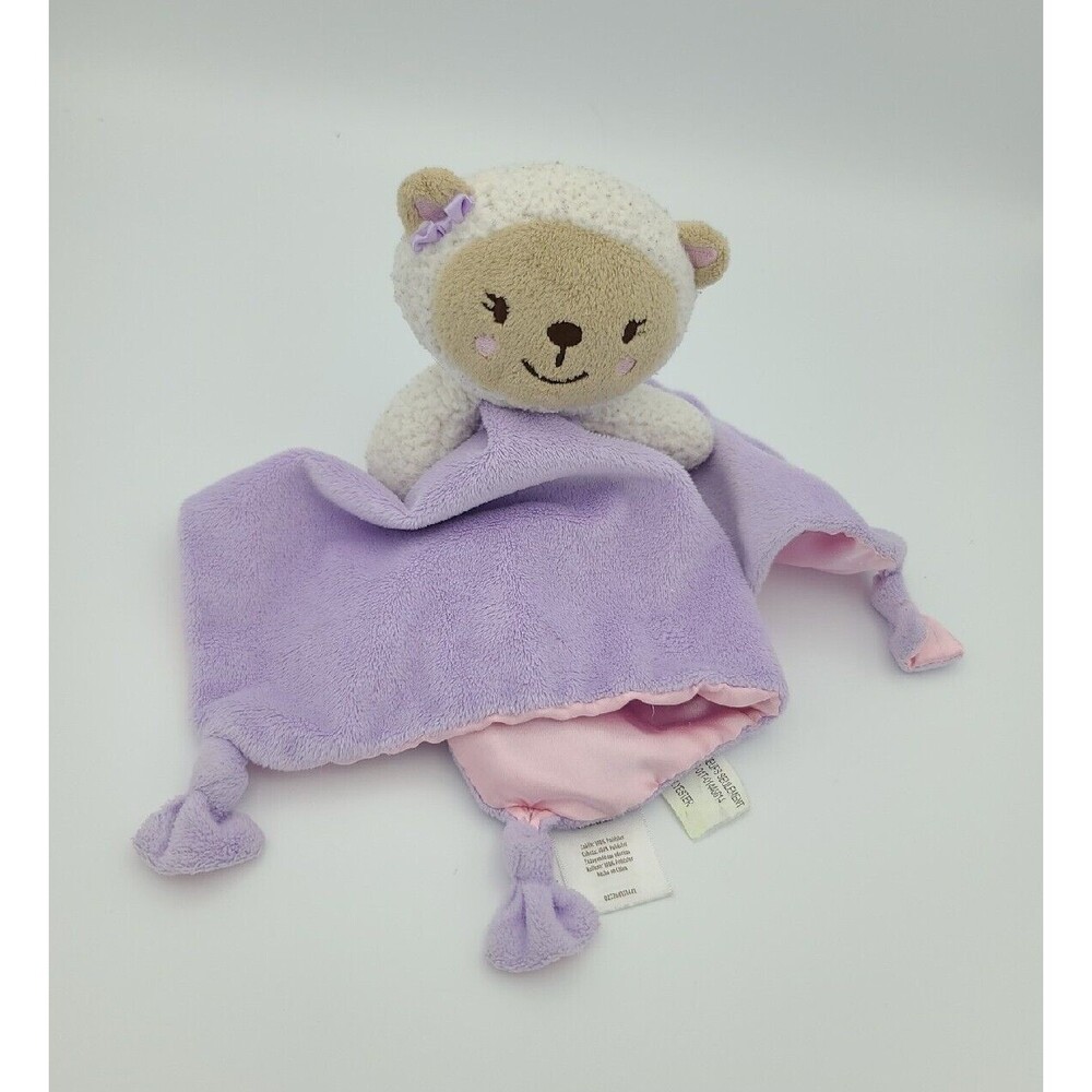 Cuddle Time Lamb Blanket Lovey Purple Satin Pink Back Baby